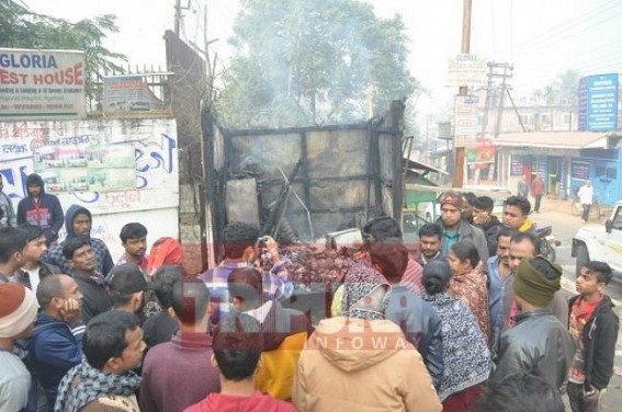 No shame after Jirania violence : BJP miscreants burnt poor familyâ€™s shop at Hapania, statewide attacks continue